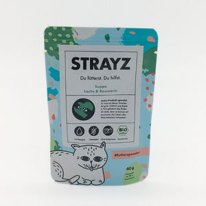 STRAYZ Bio-Suppe für Katzen - Lachs & Rosmarin | 40g Beutel | natürliches Leckerli