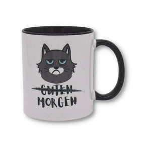 Keramik-Tasse | Morgenmuffel-Katz' | schwarz-weiß