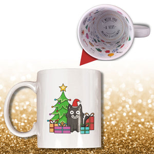 Weihnachtstasse | Bescherungs-Katz' | Keramik-Tasse mit weihnachtlichem Katzenmotiv