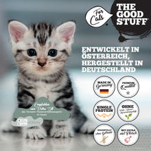 Lade das Bild in den Galerie-Viewer, THE GOODSTUFF Katzenfutter - Misch-Paket (Huhn, Rind, Pferd) | 6er-Pack | 200g Dosen | Nassfutter
