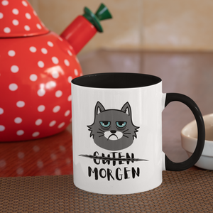 Keramik-Tasse | Morgenmuffel-Katz' | schwarz-weiß