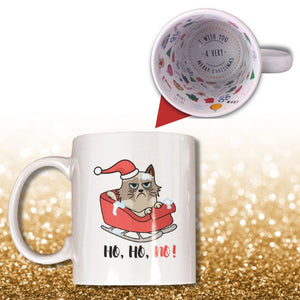 Weihnachtstasse | Weihnachtsmuffel-Katz' | Keramik-Tasse mit weihnachtlichem Katzenmotiv